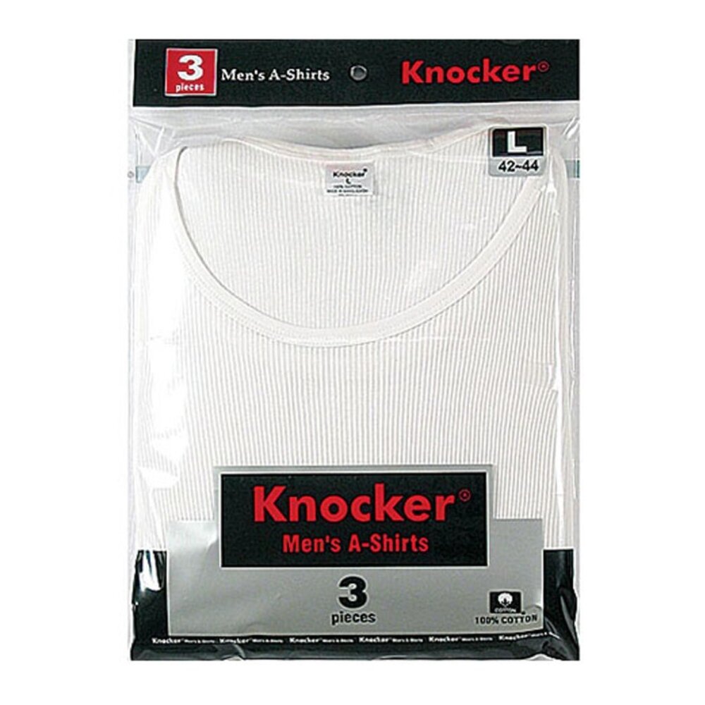 247 Frenzy Men's Knocker PACK OF 3 All White Cotton A-Tanks (AKW001_3PK)